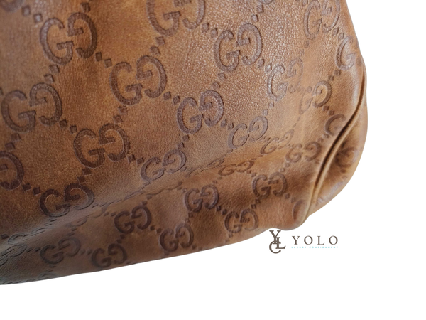 Gucci Brown Leather Guccissima Sukey Boston Handbag