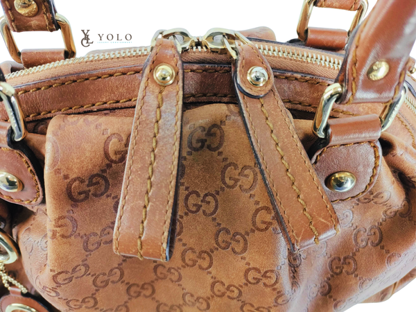 Gucci Brown Leather Guccissima Sukey Boston Handbag