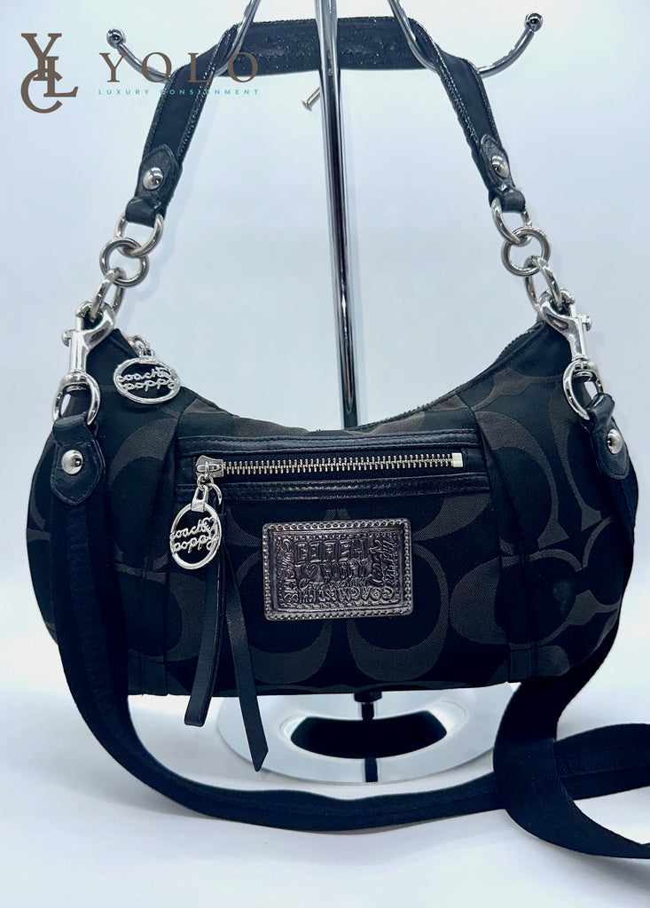 Coach Black Monogram Shoulder Bag, Pre Loved