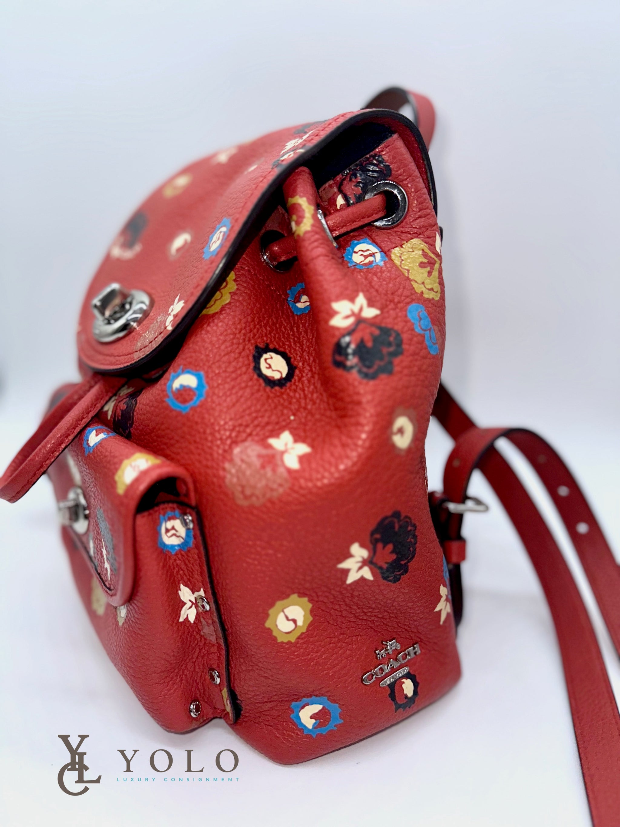 coach f54777 trek travel pack red leather backpack Coach Leather Mini Rucksak Backpack