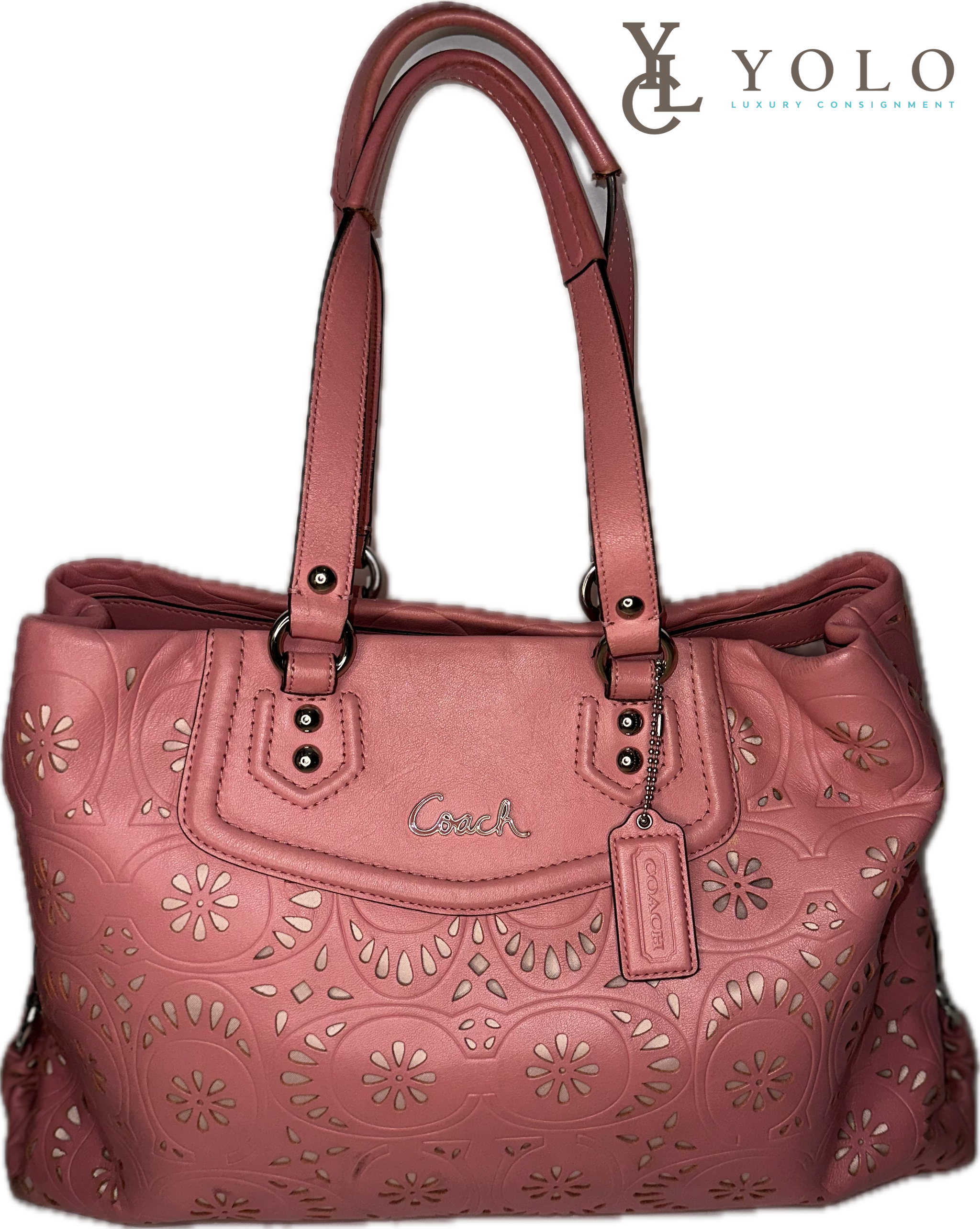 Coach Lace Eyelet Ashley Carryall Bag – Floral Leather Satchel
