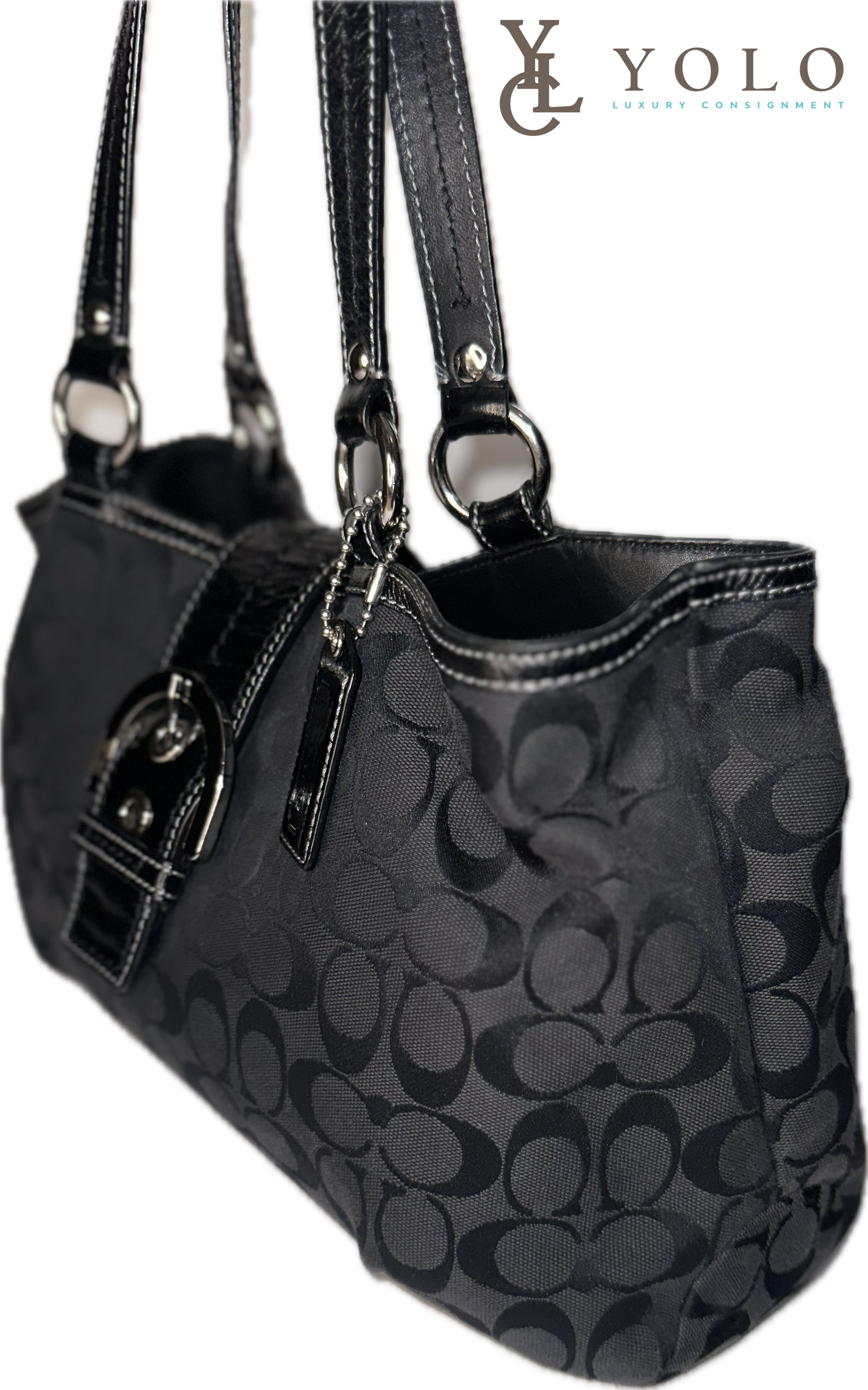 バッグ Coach Soho All Leather Black Tote Bag Coach | Signature Jacquard Soho East West Tote | Luxury Bag – YOLO