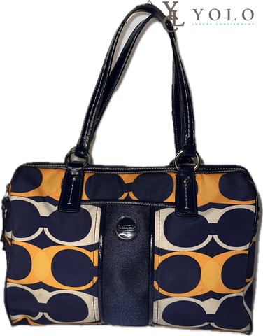 Coach Signature Nylon Linear Stripe Shoulder Bag