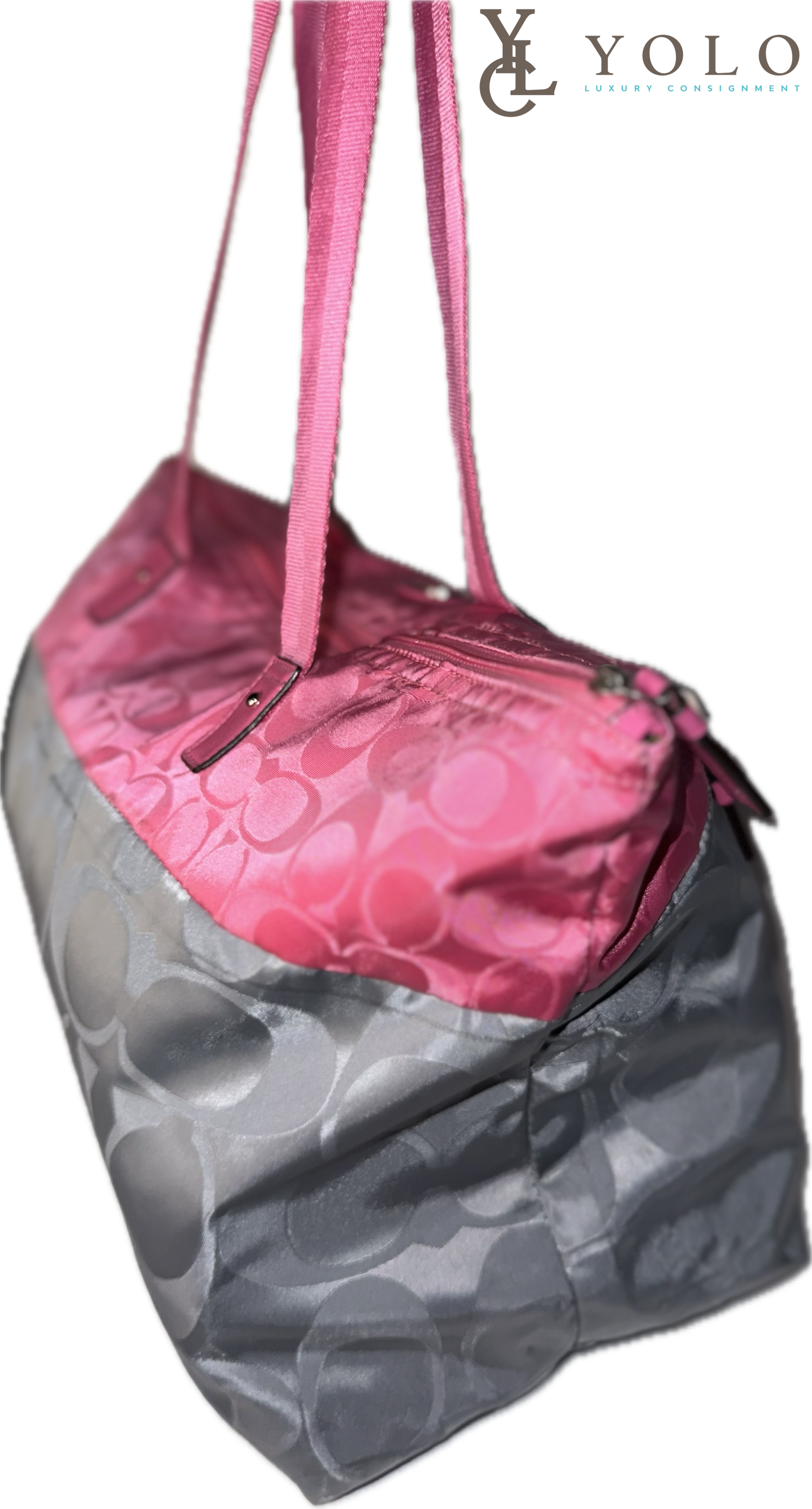 Coach Signature Nylon Colorblock Packable Weekender YOLO YOLO Luxury Consignment