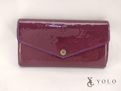Louis Vuitton Burgundy Vernis Leather Portefeuille Sarah Wallet