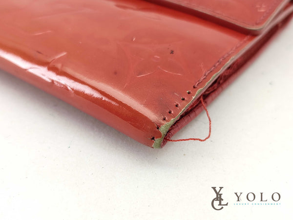 Louis Vuitton Red Vernis Leather Porte Tresor Wallet