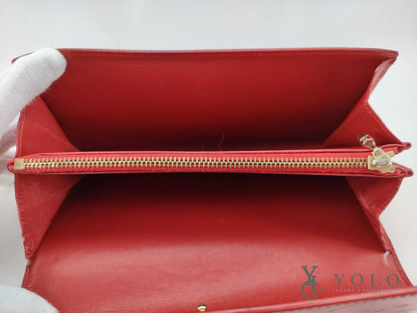 Louis Vuitton Red Vernis Leather Porte Tresor Wallet