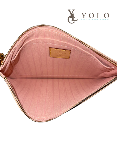 Louis Vuitton Damier Azur Neverfull Pouchette Wristlet