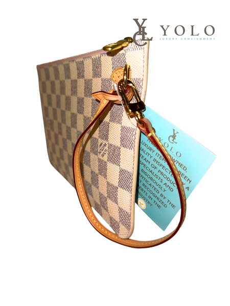Louis Vuitton Damier Azur Neverfull Pouchette Wristlet