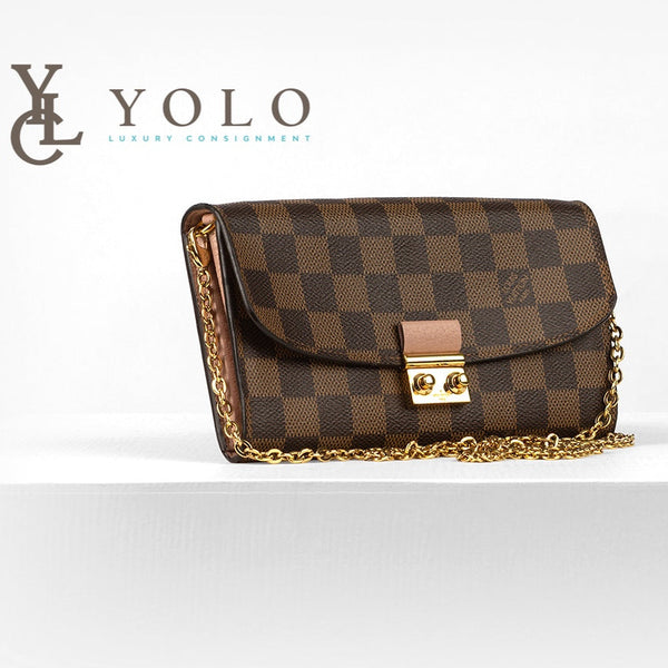 Louis Vuitton Damier Ebene Croisette Chain Wallet