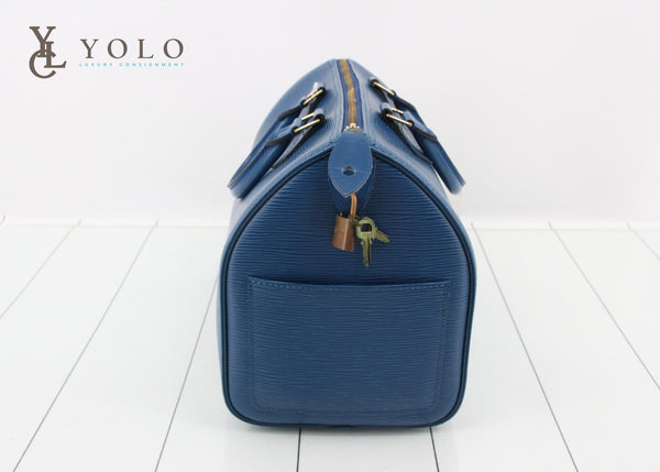 Louis Vuitton Epi Blue Speedy 30 Bag
