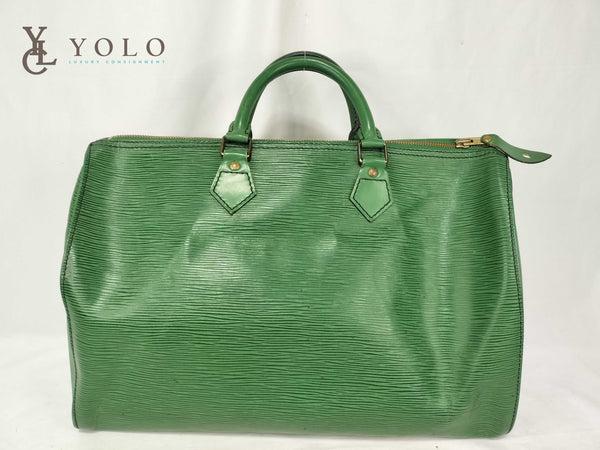Louis Vuitton Epi Green Speedy 35 Bag
