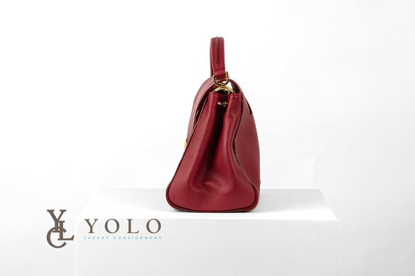 Louis Vuitton Rubis Leather and Monogram Double V Bag