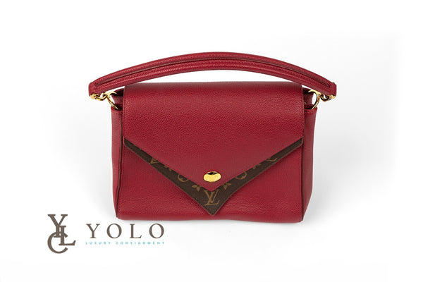 Louis Vuitton Rubis Leather and Monogram Double V Bag