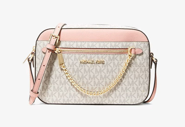 Michael Kors Jet Set Signature Vanilla Pink Crossbody Bag