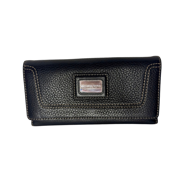 Michael Kors Black Leather Brookville Carryall Continental Wallet