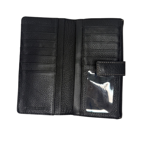 Michael Kors Black Leather Brookville Carryall Continental Wallet