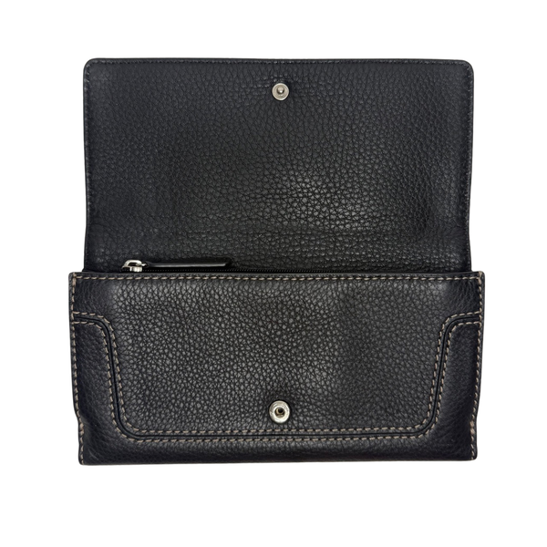 Michael Kors Black Leather Brookville Carryall Continental Wallet