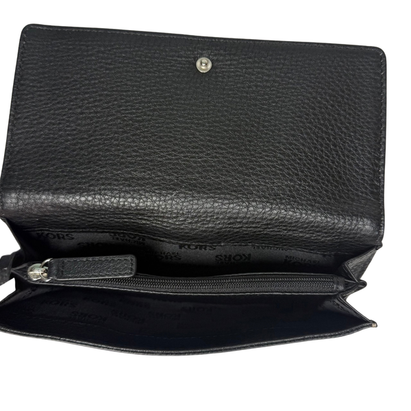 Michael Kors Black Leather Brookville Carryall Continental Wallet