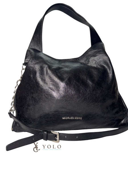 Michael Kors Black Leather Devon Large Shoulder Tote