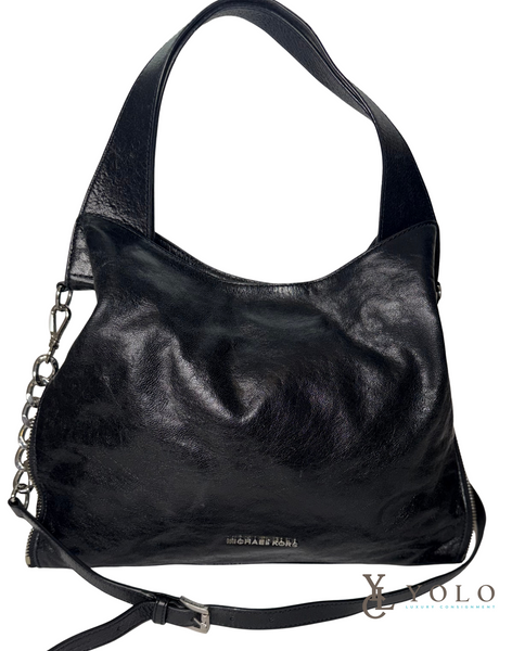 Michael Kors Black Leather Devon Large Shoulder Tote