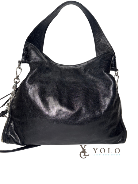 Michael Kors Black Leather Devon Large Shoulder Tote