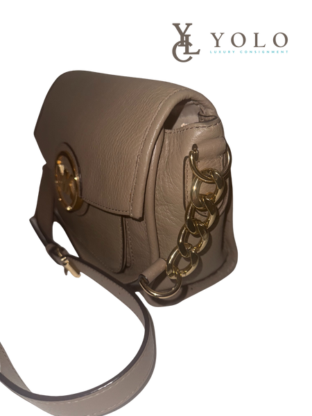 Michael Kors Leather Small Margo Nude Messenger Bag