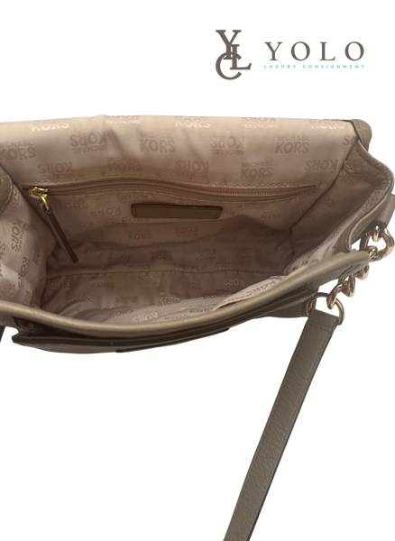 Michael Kors Leather Small Margo Nude Messenger Bag