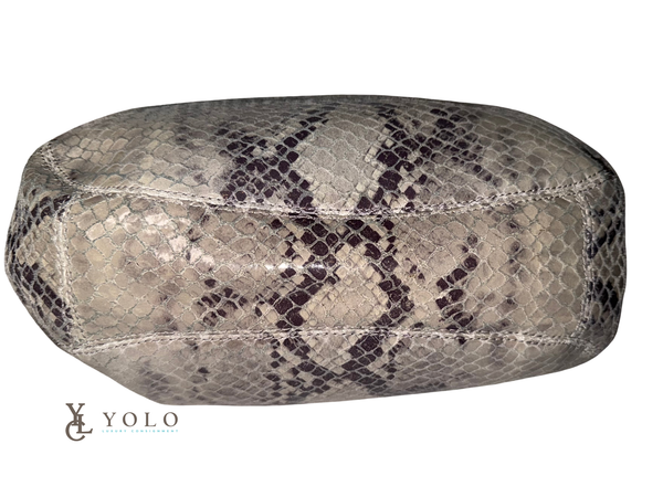 Michael Kors Python Embossed Leather Fulton Chain Hobo Bag