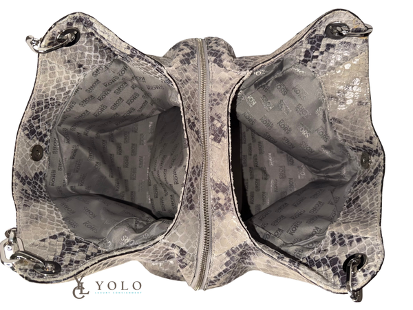 Michael Kors Python Embossed Leather Fulton Chain Hobo Bag