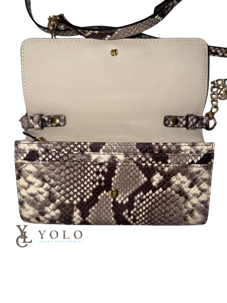 Michael Kors Snakeskin Jet Set Flap Crossbody Chain Clutch