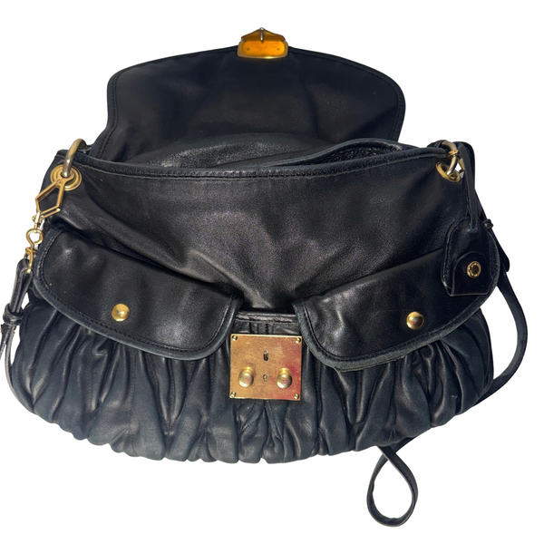 Miu Miu Black Matelassé Nappa Leather Coffer Bag