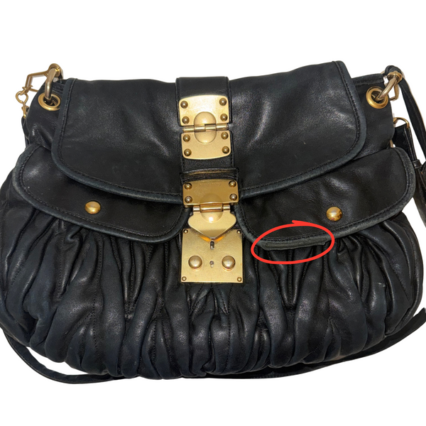Miu Miu Black Matelassé Nappa Leather Coffer Bag