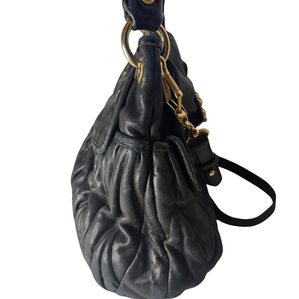 Miu Miu Black Matelassé Nappa Leather Coffer Bag