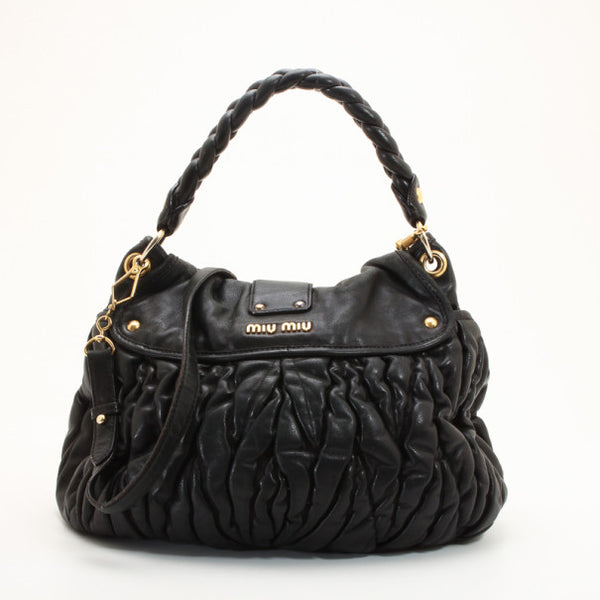 Miu Miu Black Matelassé Nappa Leather Coffer Bag