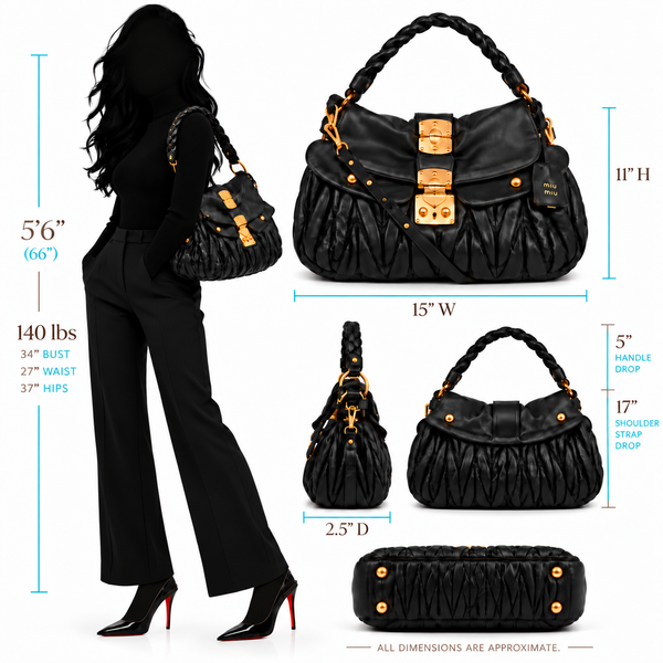 Miu Miu Black Matelassé Nappa Leather Coffer Bag