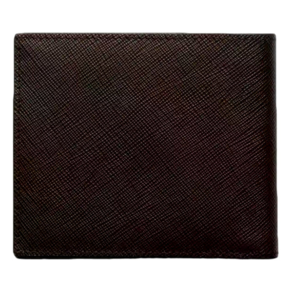 Prada Saffiano Leather Bifold Wallet Brown Navy in Caffe brown and Baltico navy, authentic new wallet, image 3