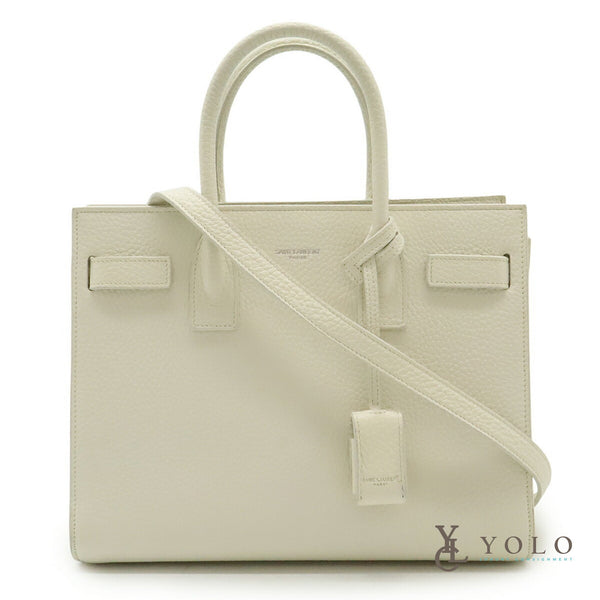 Saint Laurent Ivory Leather Classic Nano Sac De Jour Bag