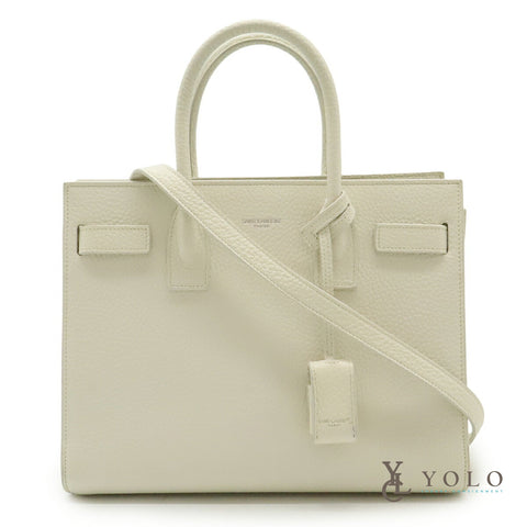 Saint Laurent Ivory Leather Classic Nano Sac De Jour Bag