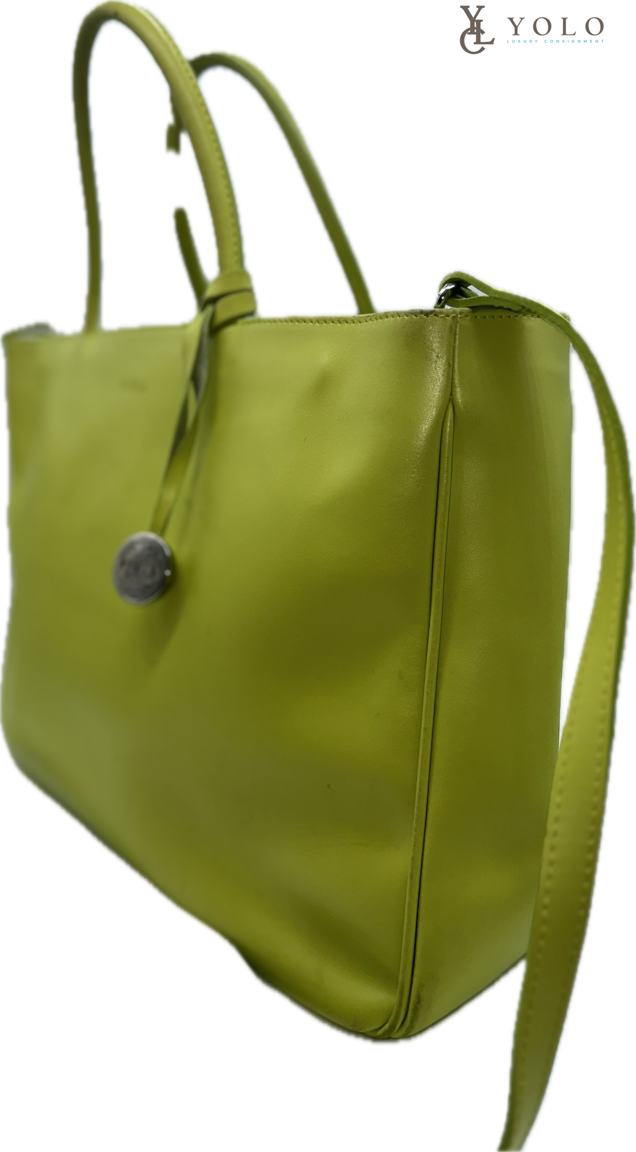 Furla Lime Green Leather Candy Tote Bag – 2 Way Statement Designer
