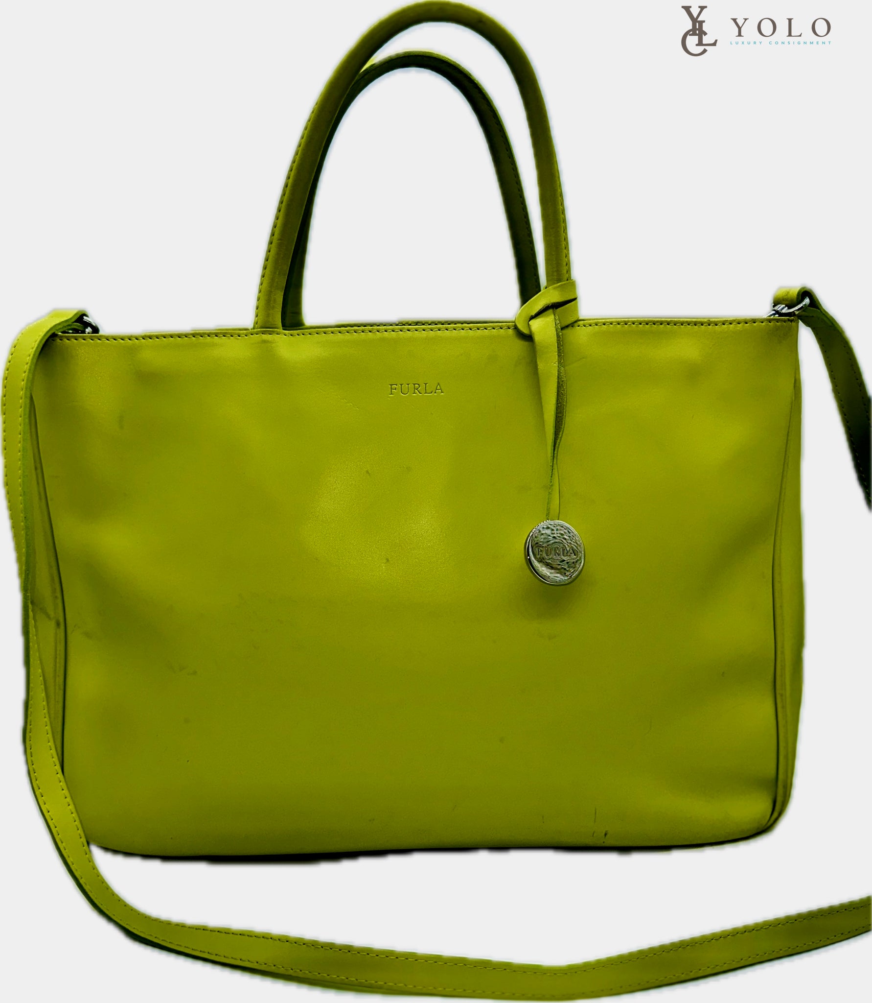 Furla Leather 2 Way Lime Green Candy Tote Bag