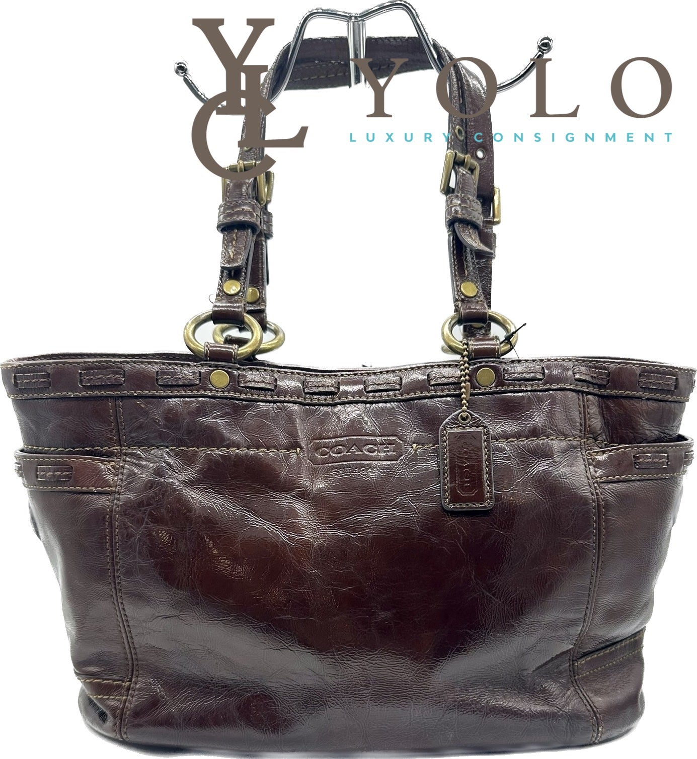 Coach Leather East West Gallery Tote Bag
