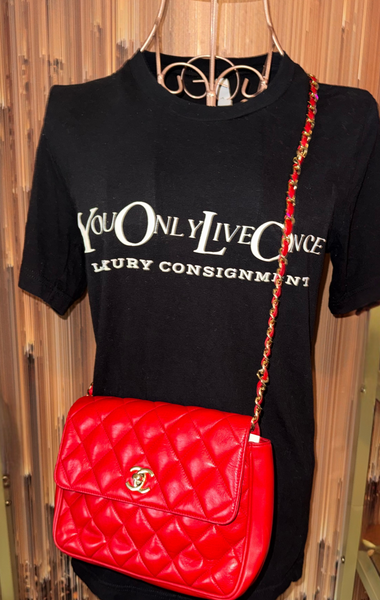 Chanel Vintage Lambskin Leather Red Shoulder Bag