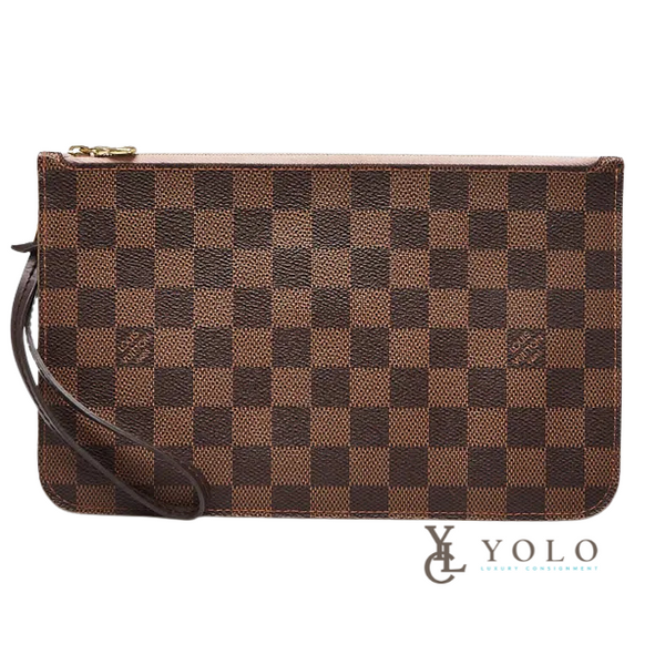 Louis Vuitton Damier Ebene Neverfull Pouchette Wristlet