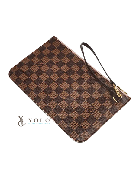 Louis Vuitton Damier Ebene Neverfull Pouchette Wristlet