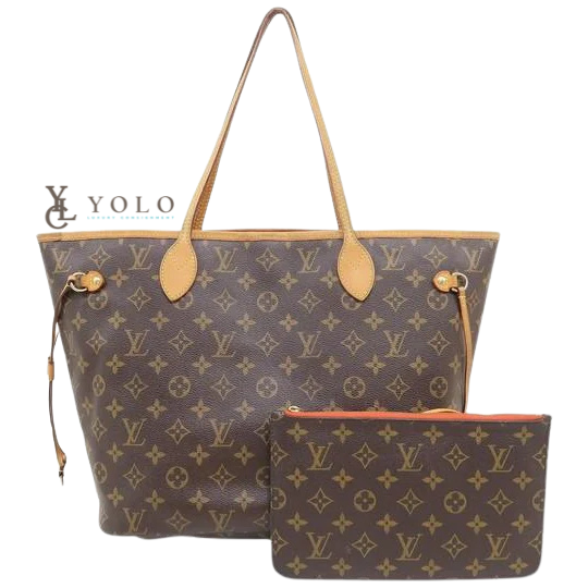 Louis Vuitton Monogram Neverfull MM Tote Bag Full Set