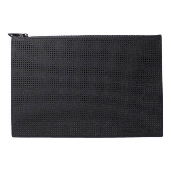 Alexander McQueen Black Leather Perforated Flat Pouch in Black, authentic new wallet, image 1