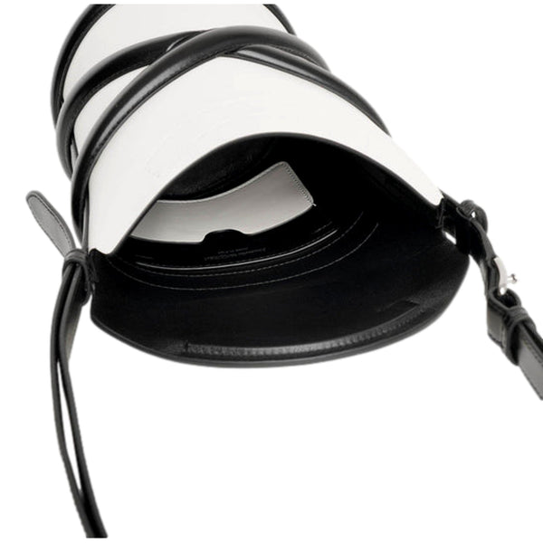Alexander McQueen Curve Soft Ivory Leather Bucket Bag in Ivory with Black Detailing, authentic new handbag, image 4