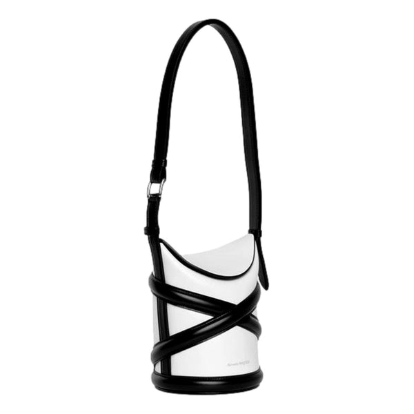 Alexander McQueen Curve Soft Ivory Leather Bucket Bag in Ivory with Black Detailing, authentic new handbag, image 3