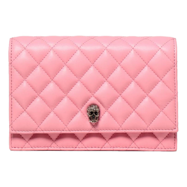 Alexander McQueen Pink Quilted Leather Skull Shoulder Bag in Light Pink, authentic new handbag, image 1
